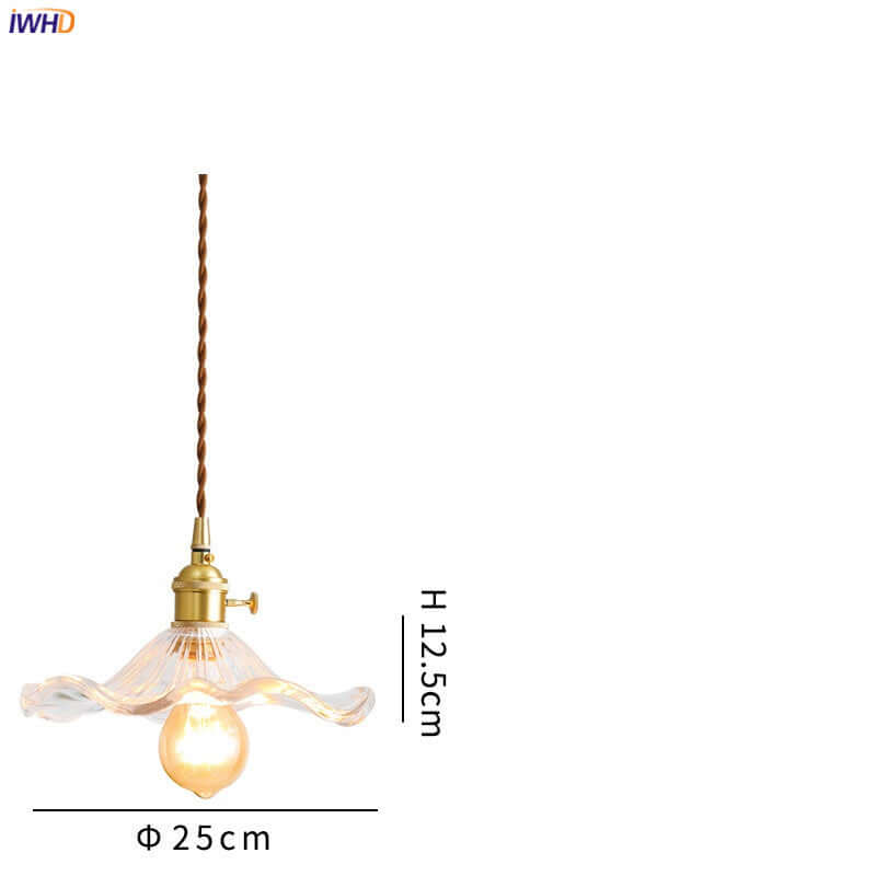 Suspension LED, vitrail et cuivre - Design moderne