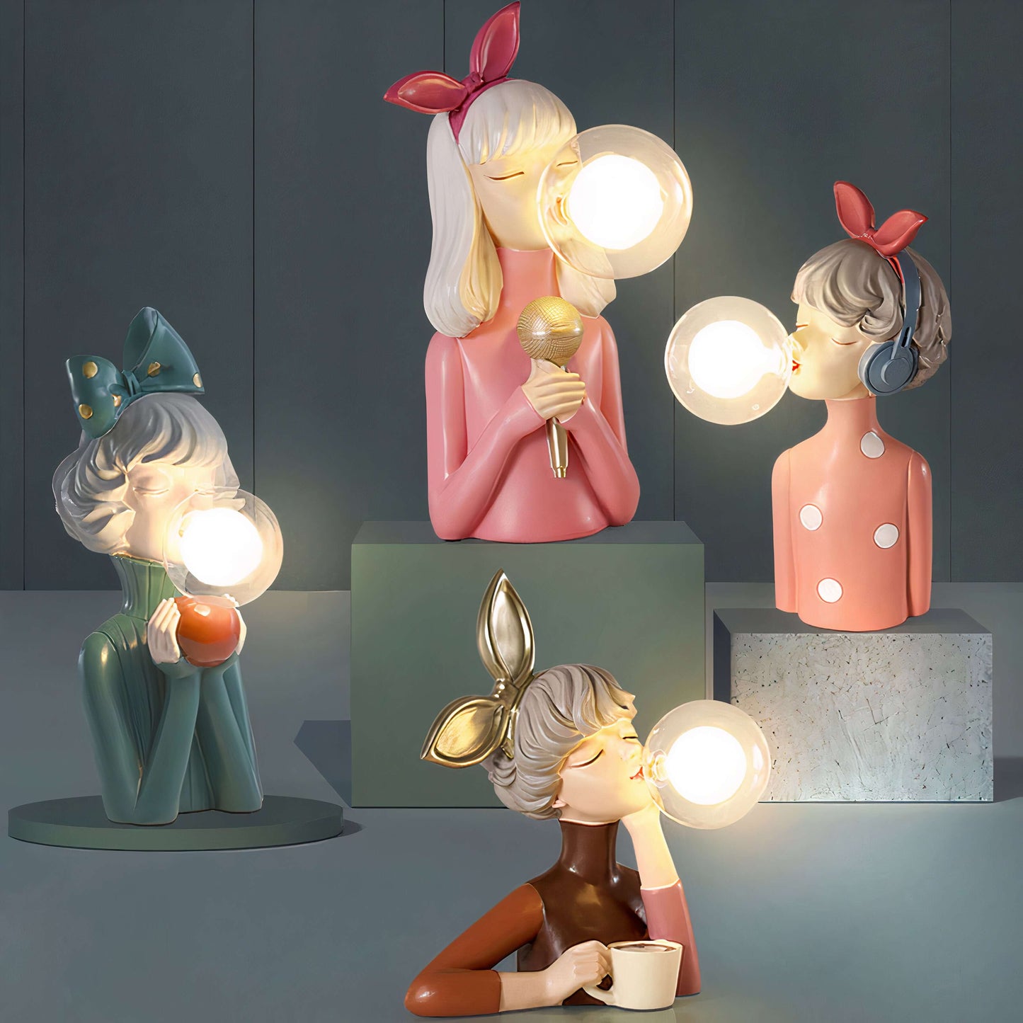 Lampe de table LED décorative en résine