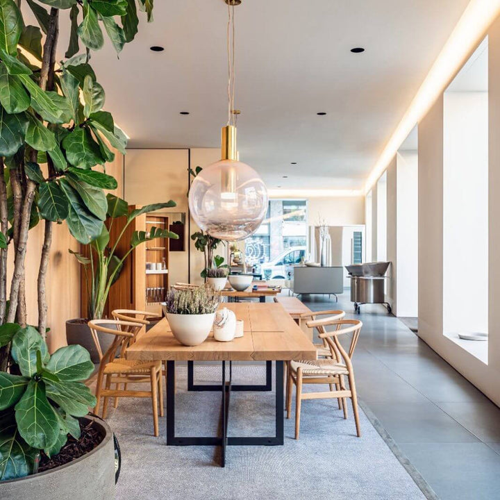 Suspension élégante en verre et métal