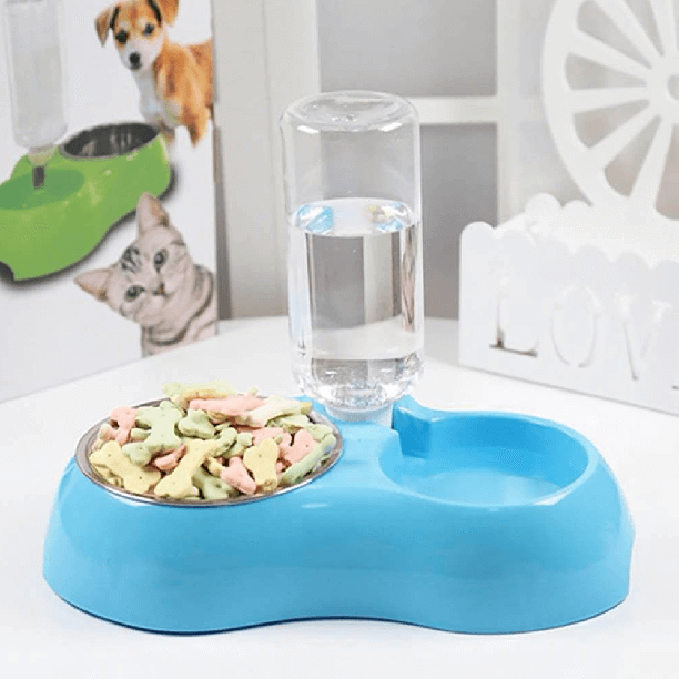 3-in-1 Haustier Fressnapf mit Wasserflasche