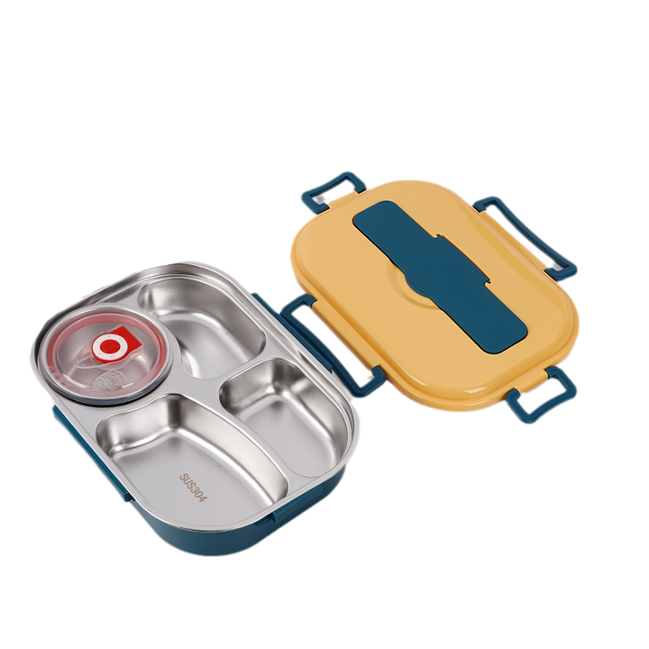 "Edelstahl Thermo-Lunchbox mit 3/4 Fächern, langlebig, stilvoll, unterteiltes Design, frische Speisen unterwegs"