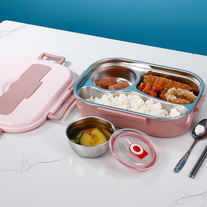 "Edelstahl Thermo-Lunchbox mit 3/4 Fächern, langlebig, stilvoll, unterteiltes Design, frische Speisen unterwegs"