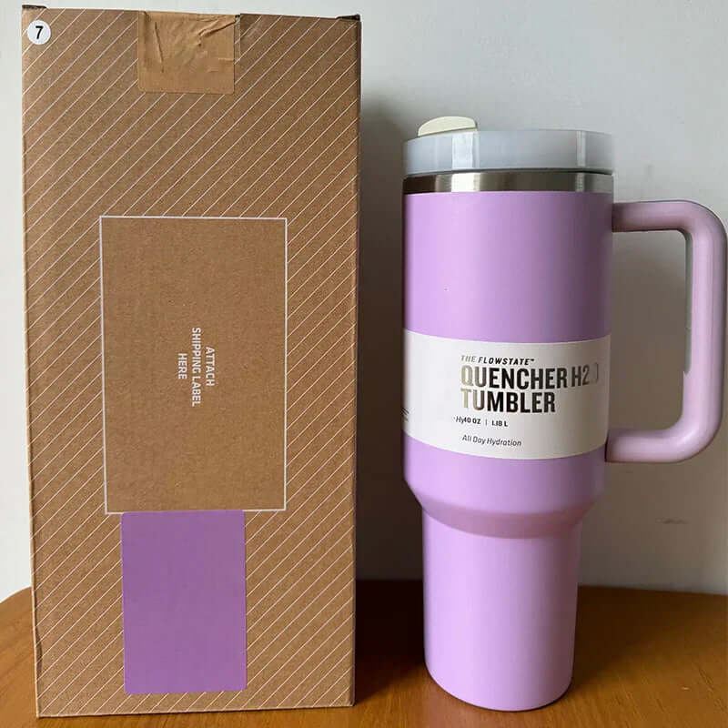 40oz Isolierter Edelstahl Reisebecher mit Griff & Strohhalm