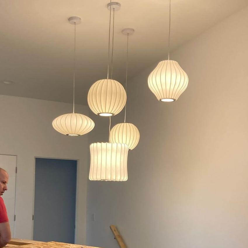 Lampe à suspension moderne design en demi-bois