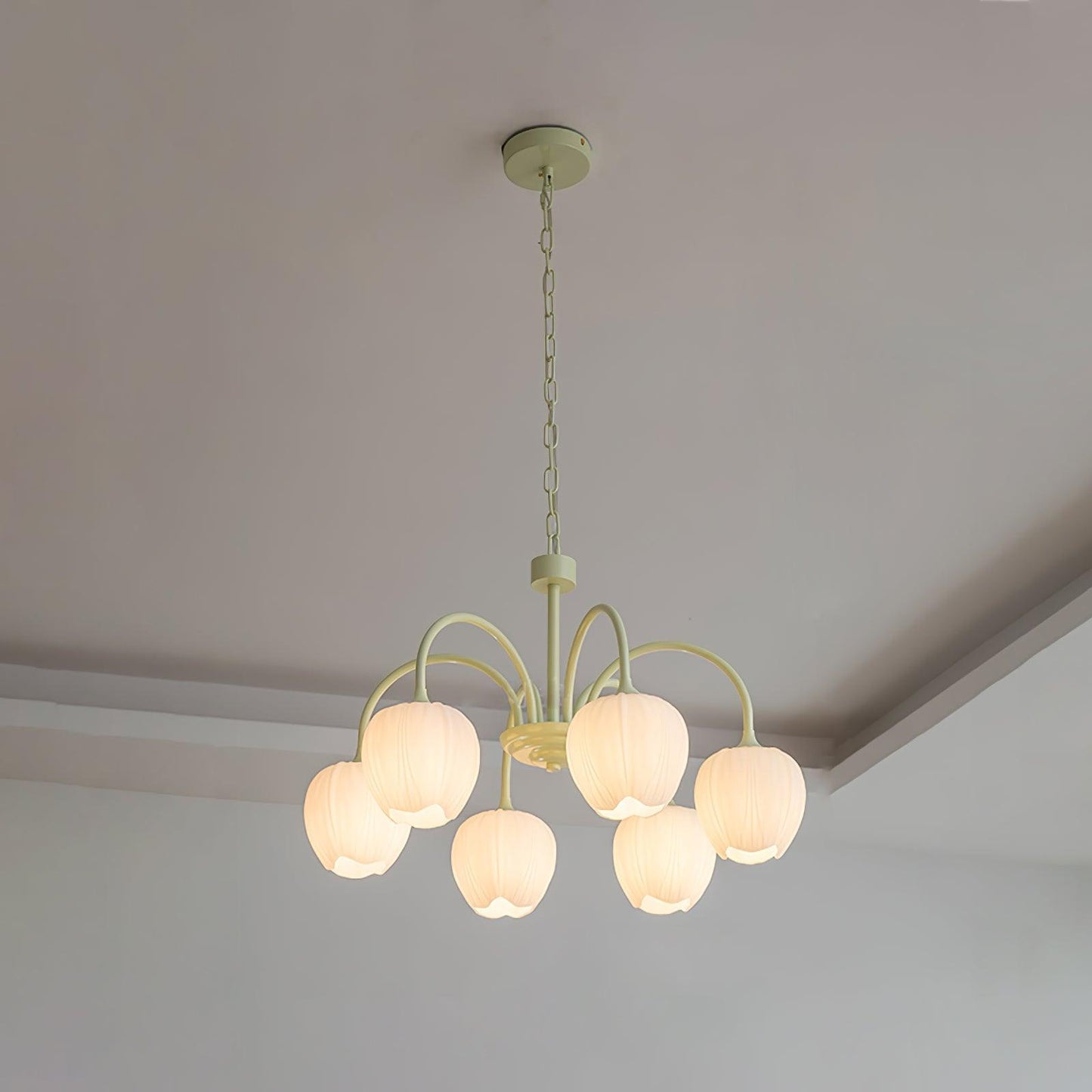 Tulpen-Matcha-Kronleuchter - 5-8 Leuchten