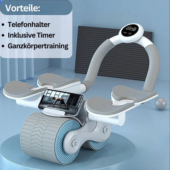 Effektiver Bauchtrainer in Schwarz mit rutschfesten EVA-Griffen für intensives Core-Training zu Hause und unterwegs.