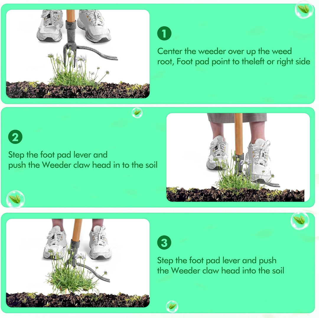 Effektiver Unkrautzieher mit stabilem 4-Krallen-Kopf und ergonomischem Griff zur präzisen Wurzelentfernung im Garten.