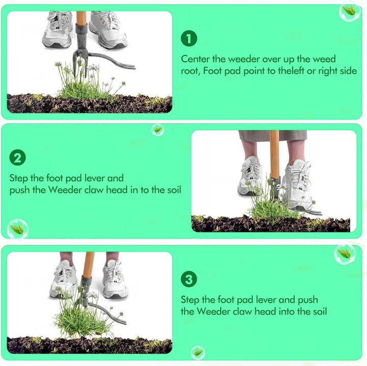 Effektiver Unkrautzieher mit stabilem 4-Krallen-Kopf und ergonomischem Griff zur präzisen Wurzelentfernung im Garten.