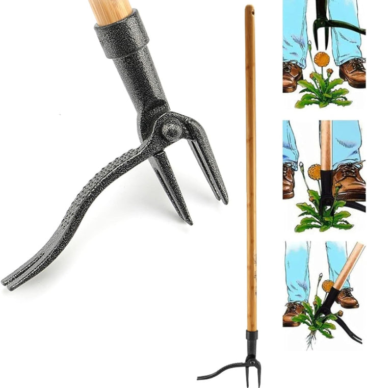 Effektiver Unkrautzieher mit stabilem 4-Krallen-Kopf und ergonomischem Griff zur präzisen Wurzelentfernung im Garten.