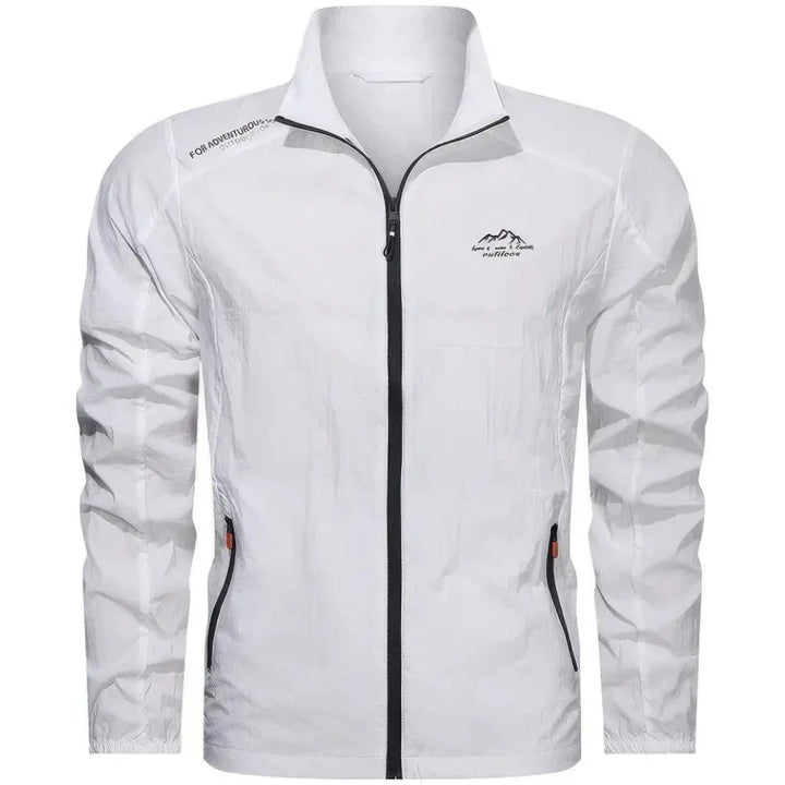 "Elegante Herren-Windjacke mit Reißverschluss, leichtes Material, ergonomischer Schnitt, ideal für Camping & Hiking."