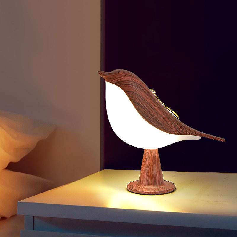 "Elegante LED Vogel Lampe, weiß, kabellos, dreistufig, modernes Design, perfekte Beleuchtung für Wohnräume"