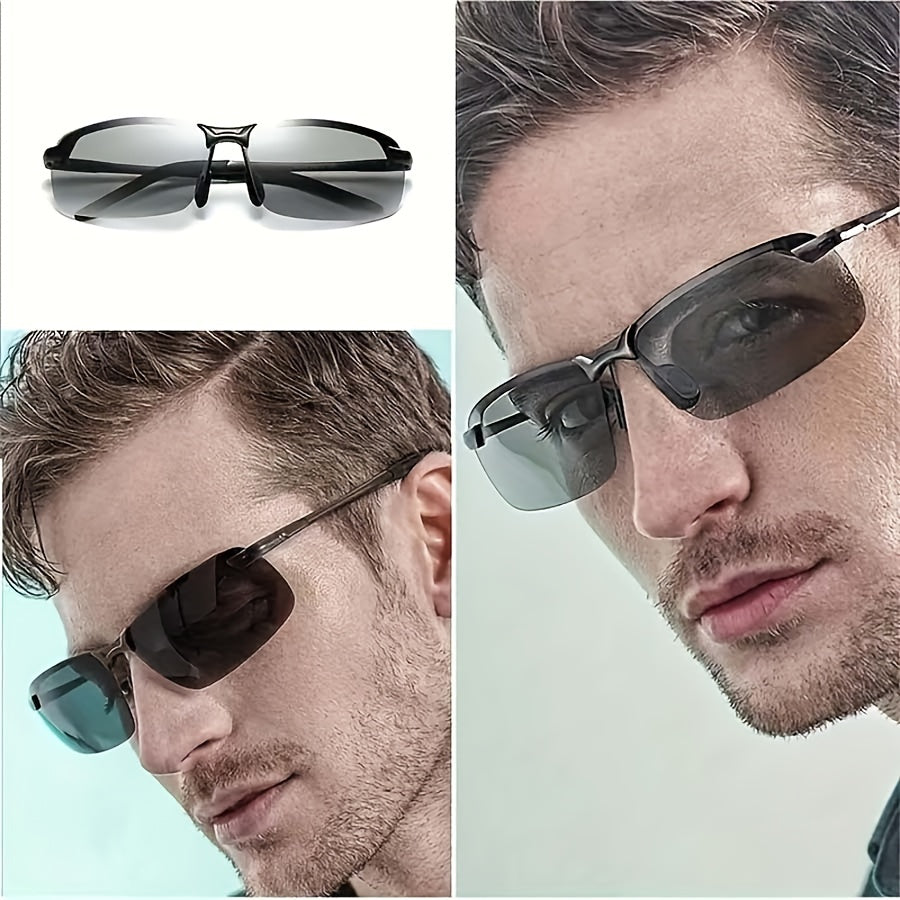 "Elegante polarisierte Sonnenbrille mit photochromen Gläsern, ideal für Outdoor-Aktivitäten, klarer Sicht und Komfort."