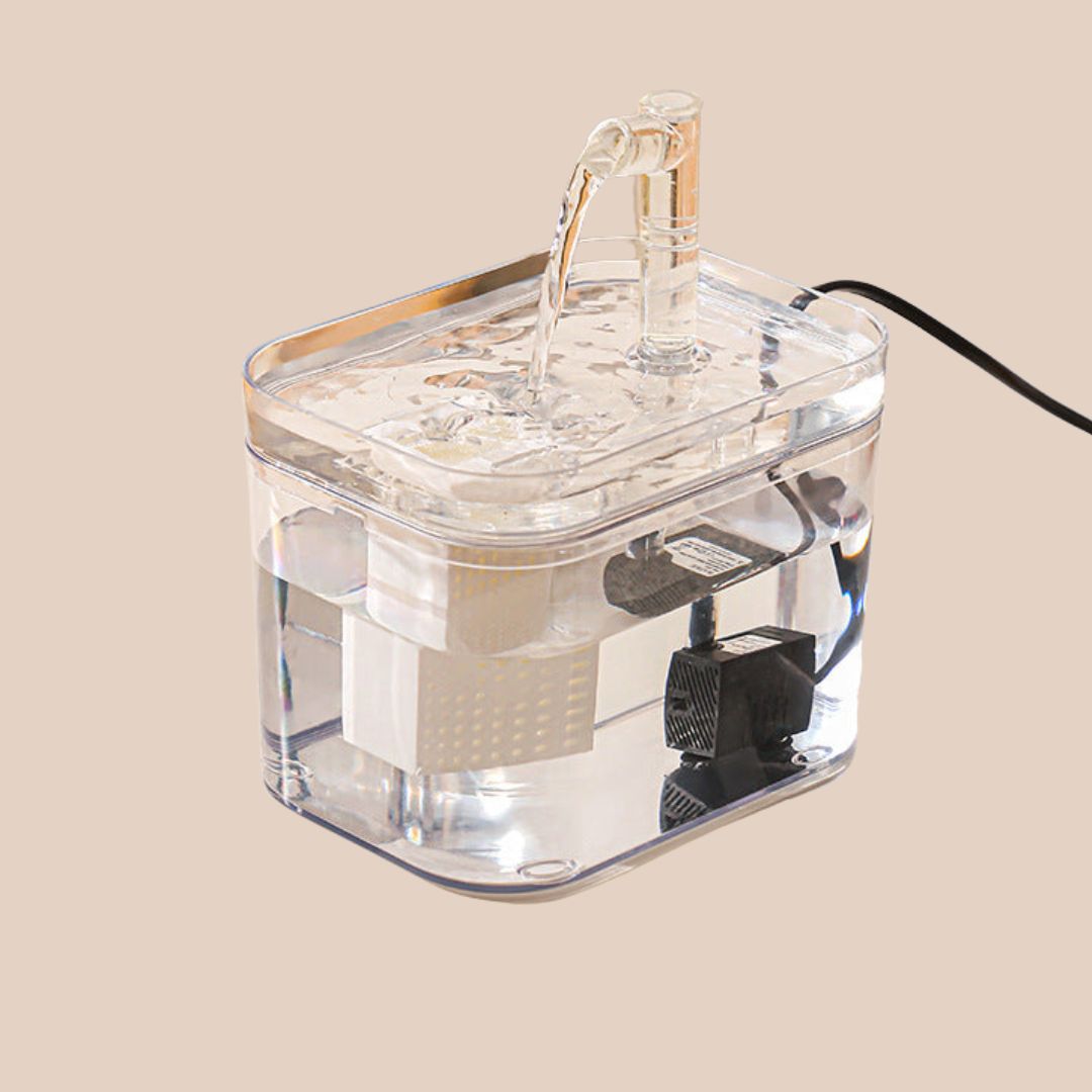 "Eleganter Edelstahl Tiertrinkbrunnen mit leisem Motor und effektivem Filter, ideal für frisches Wasser für Haustiere."