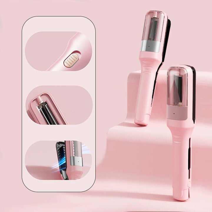 "Eleganter tragbarer kabelloser Haarschneider mit blauem Licht, Doppelklingen und ergonomischem Design für präzises Styling."