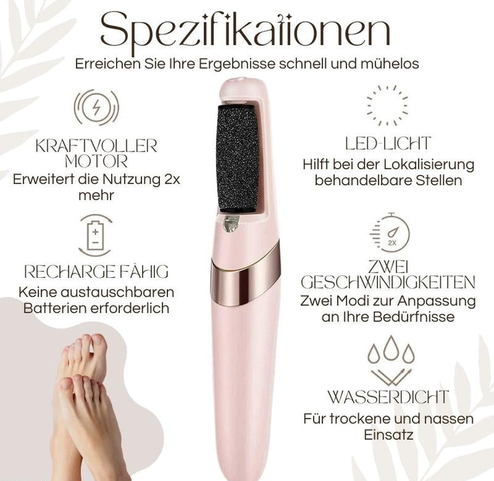 Elektrischer Hornhautentferner mit LED-Licht, ergonomischem Design, wasserdicht; perfekt für glatte Füße und einfache Handhab