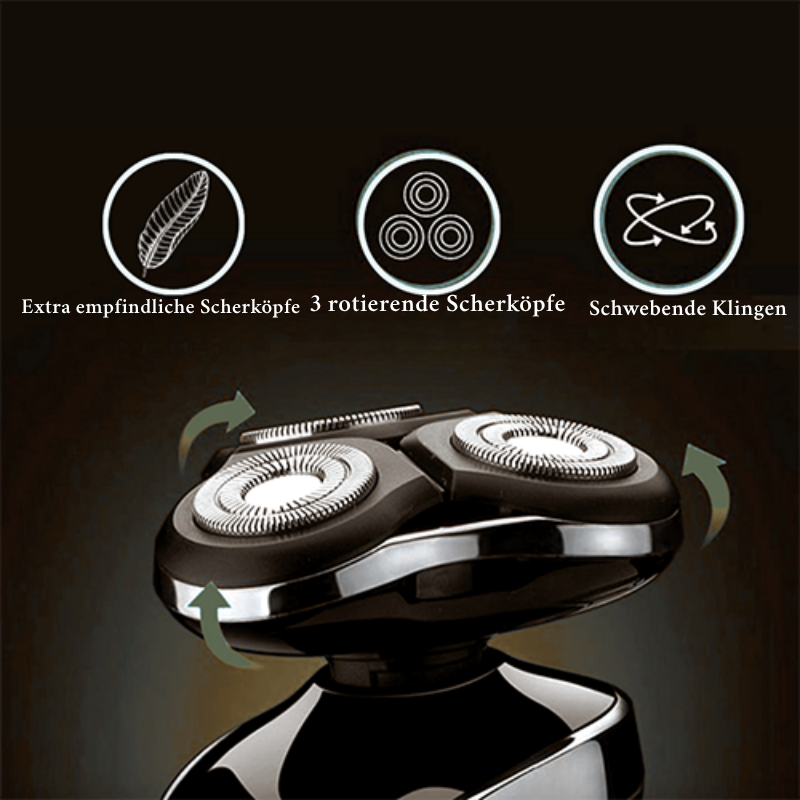 Elektrischer Z-Serie Rasierer, schwarz-silber, wasserdicht, ergonomisch, für Nass- und Trockenrasur, hautfreundlich.