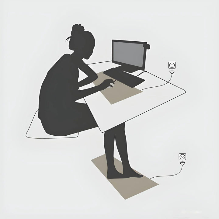 Erdungsmatte aus Carbonleder zur EMF-Reduktion, elegante schwarz-graue Matte für besseren Elektrosmog-Schutz und Wohlbefinden