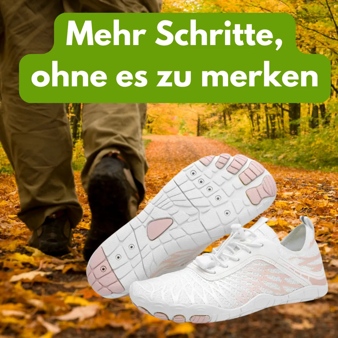 "Ergonomische Barfußschuhe mit breitem Design, ideal für natürliche Bewegungen im Alltag, bequem und gelenkschonend"
