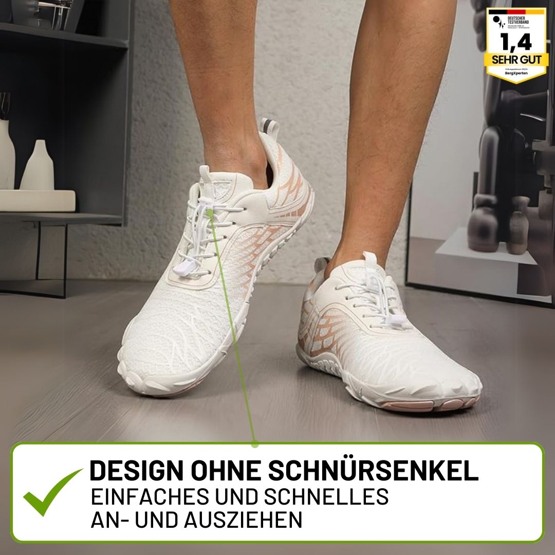 "Ergonomische Barfußschuhe mit breitem Design, ideal für natürliche Bewegungen im Alltag, bequem und gelenkschonend"