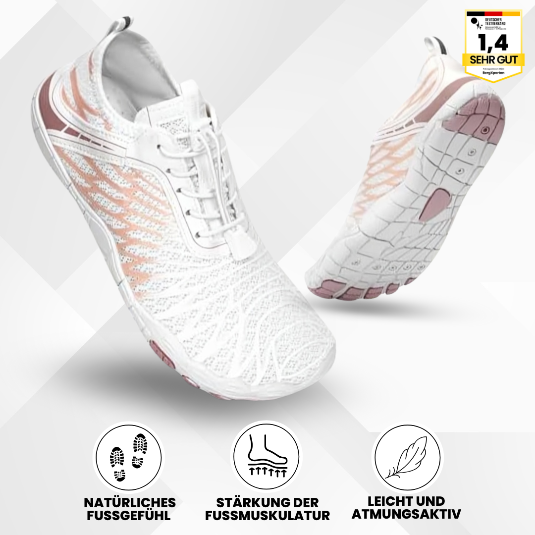 "Ergonomische Barfußschuhe mit breitem Design, ideal für natürliche Bewegungen im Alltag, bequem und gelenkschonend"