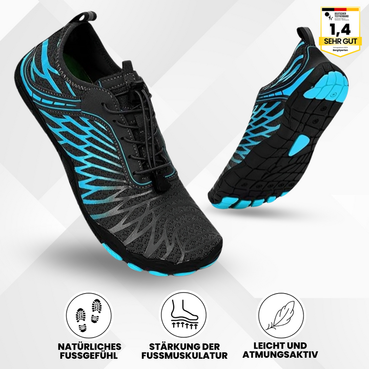 "Ergonomische Barfußschuhe mit breitem Design, ideal für natürliche Bewegungen im Alltag, bequem und gelenkschonend"