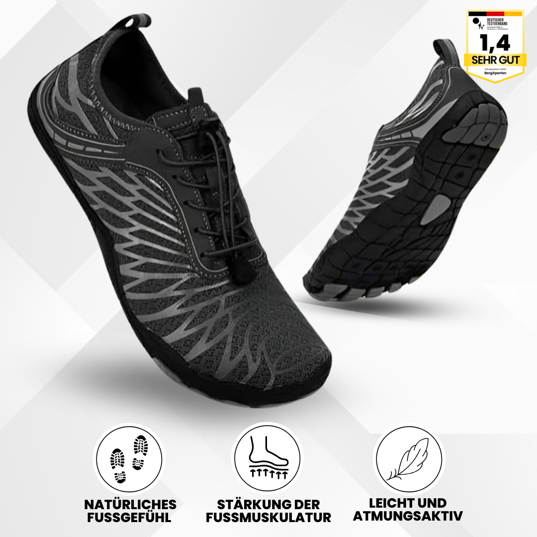"Ergonomische Barfußschuhe mit breitem Design, ideal für natürliche Bewegungen im Alltag, bequem und gelenkschonend"