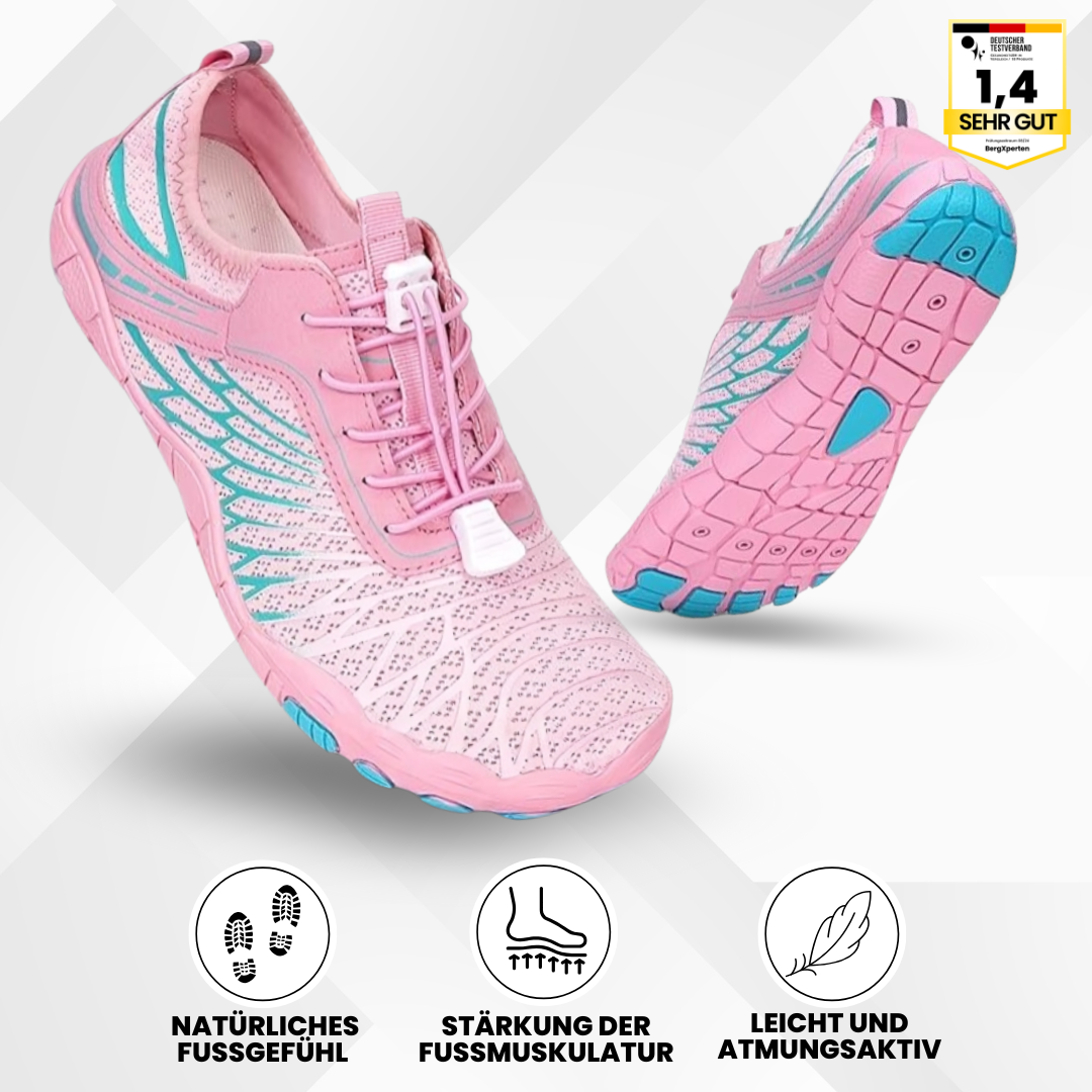 "Ergonomische Barfußschuhe mit breitem Design, ideal für natürliche Bewegungen im Alltag, bequem und gelenkschonend"