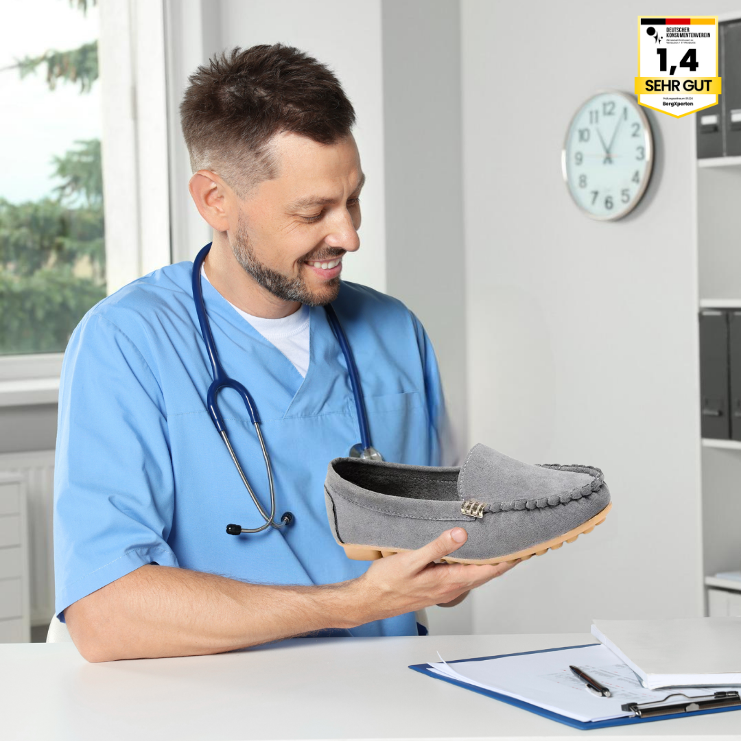 Ergonomische Damen-Komfortschuhe mit rutschfesten Sohlen, ideal für schmerzfreien Tragekomfort in verschiedenen Farben.