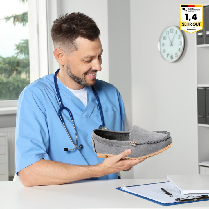 Ergonomische Damen-Komfortschuhe mit rutschfesten Sohlen, ideal für schmerzfreien Tragekomfort in verschiedenen Farben.