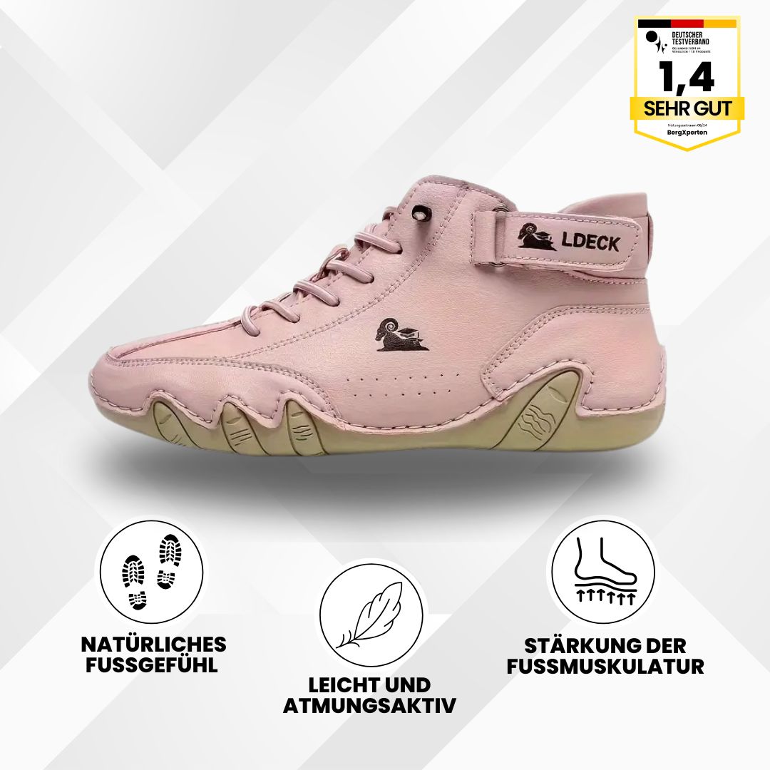 "Ergonomische Hallux Valgus Leder-Barfußschuhe in Braun, ideal für Schmerzfreiheit dank breitem Zehenraum und druckfreier Pas