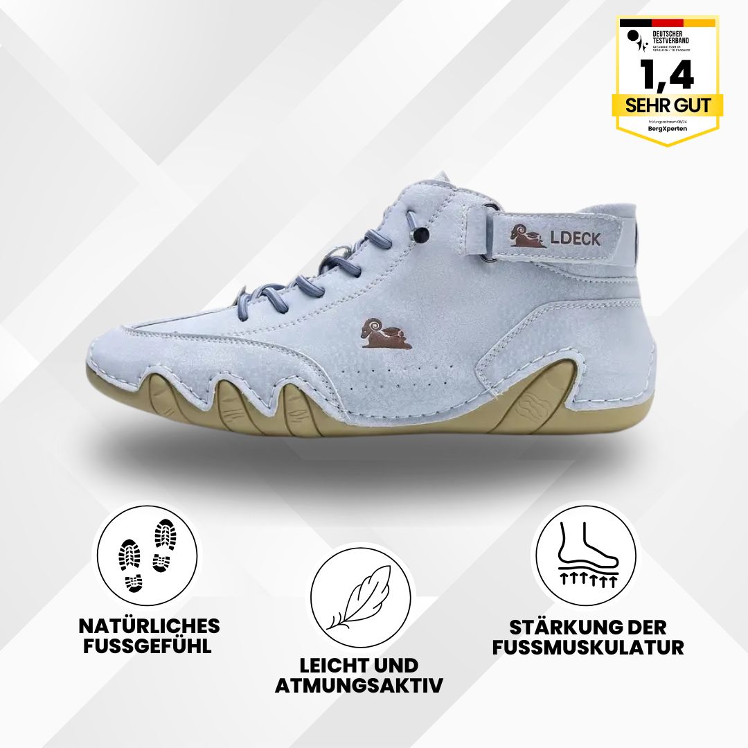 "Ergonomische Hallux Valgus Leder-Barfußschuhe in Braun, ideal für Schmerzfreiheit dank breitem Zehenraum und druckfreier Pas