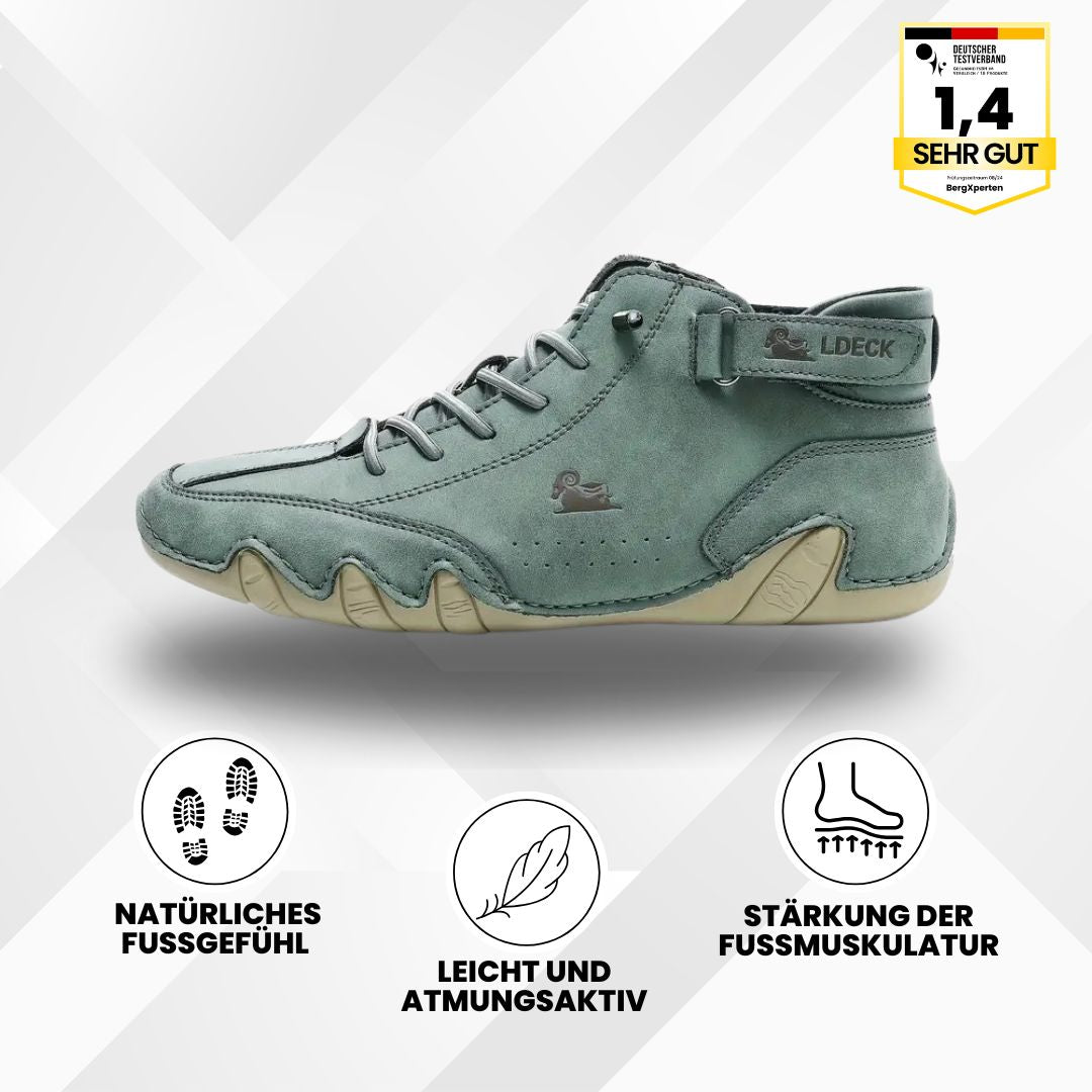 "Ergonomische Hallux Valgus Leder-Barfußschuhe in Braun, ideal für Schmerzfreiheit dank breitem Zehenraum und druckfreier Pas