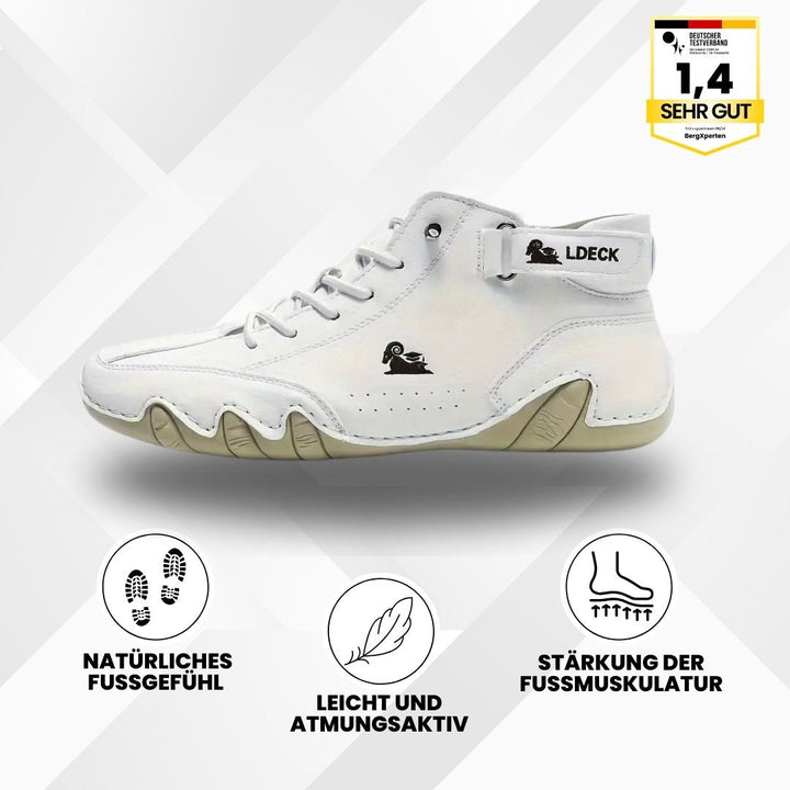 "Ergonomische Hallux Valgus Leder-Barfußschuhe in Braun, ideal für Schmerzfreiheit dank breitem Zehenraum und druckfreier Pas