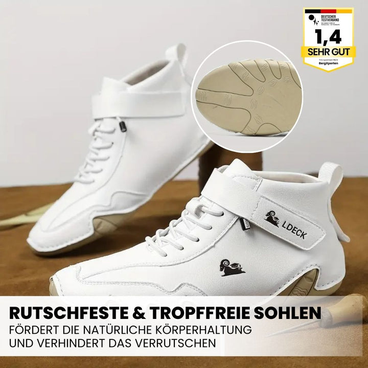 "Ergonomische Hallux Valgus Leder-Barfußschuhe in Braun, ideal für Schmerzfreiheit dank breitem Zehenraum und druckfreier Pas