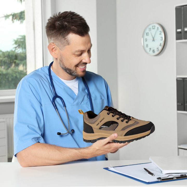 "Ergonomische Komfortschuhe, atmungsaktiv, rutschfeste Sohle, ideal für Alltag und Sport, fördern schmerzfreies Gehen."