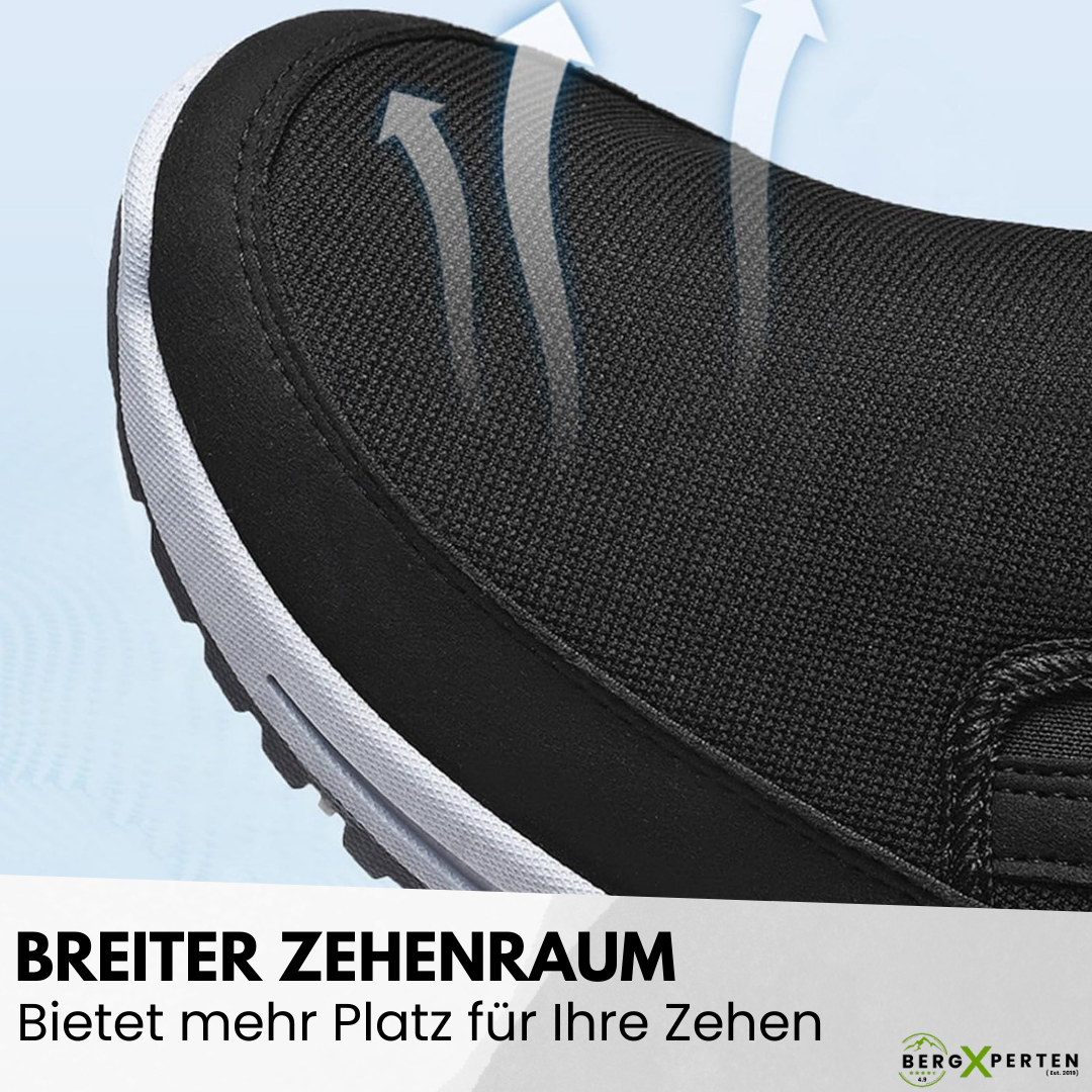 "Ergonomische Komfortschuhe mit orthopädischer Sohle, braun, atmungsaktives Design, ideal zum schmerzfreien Wandern."