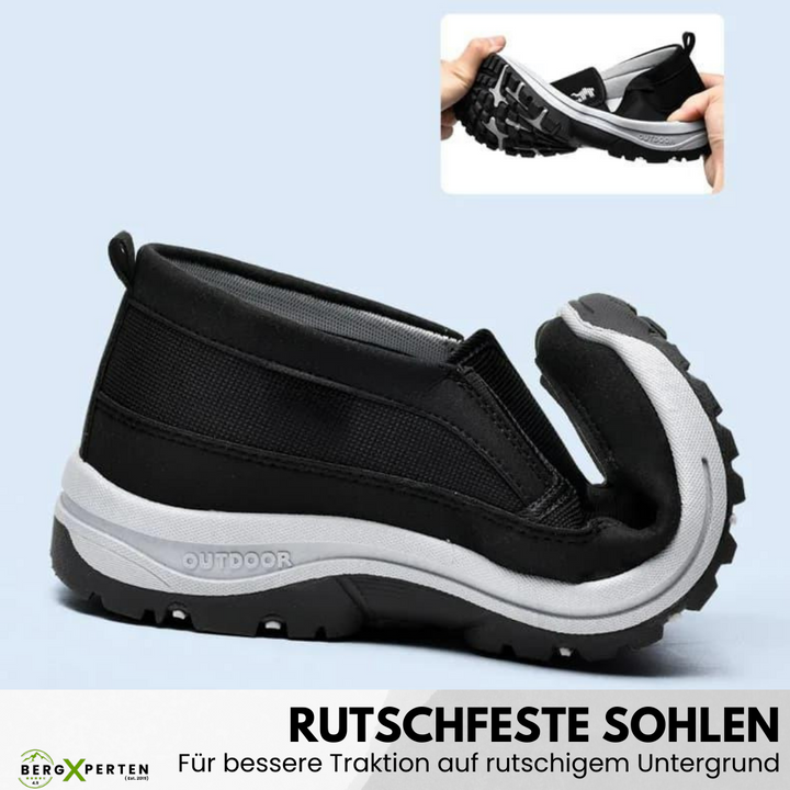 "Ergonomische Komfortschuhe mit orthopädischer Sohle, braun, atmungsaktives Design, ideal zum schmerzfreien Wandern."