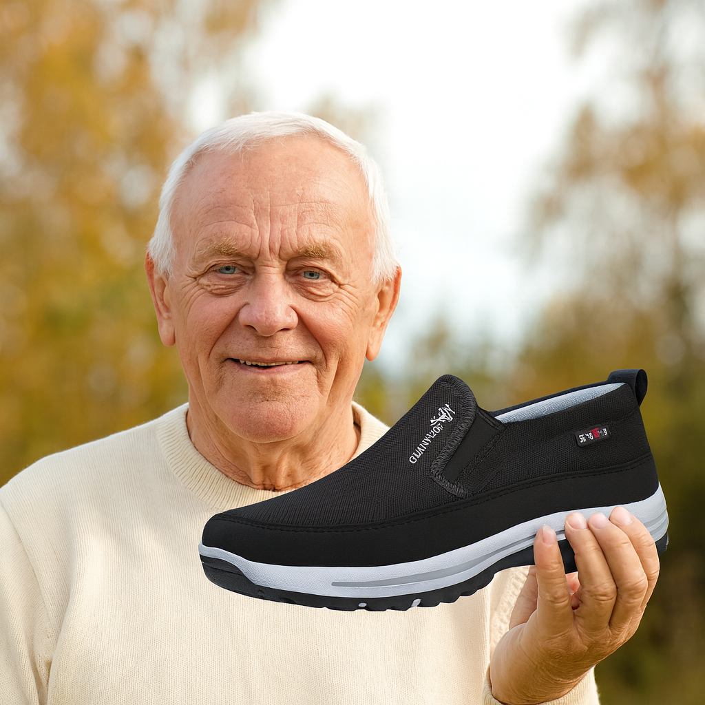 "Ergonomische Komfortschuhe mit orthopädischer Sohle, braun, atmungsaktives Design, ideal zum schmerzfreien Wandern."