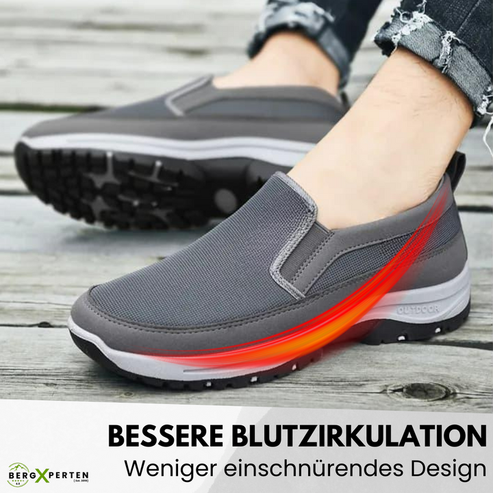 "Ergonomische Komfortschuhe mit orthopädischer Sohle, braun, atmungsaktives Design, ideal zum schmerzfreien Wandern."