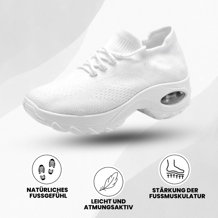 Ergonomische Orthowalk Schuhe in Schwarz-Weiß, bieten atmungsaktiven Komfort und Schmerzlinderung für Damen und Herren.