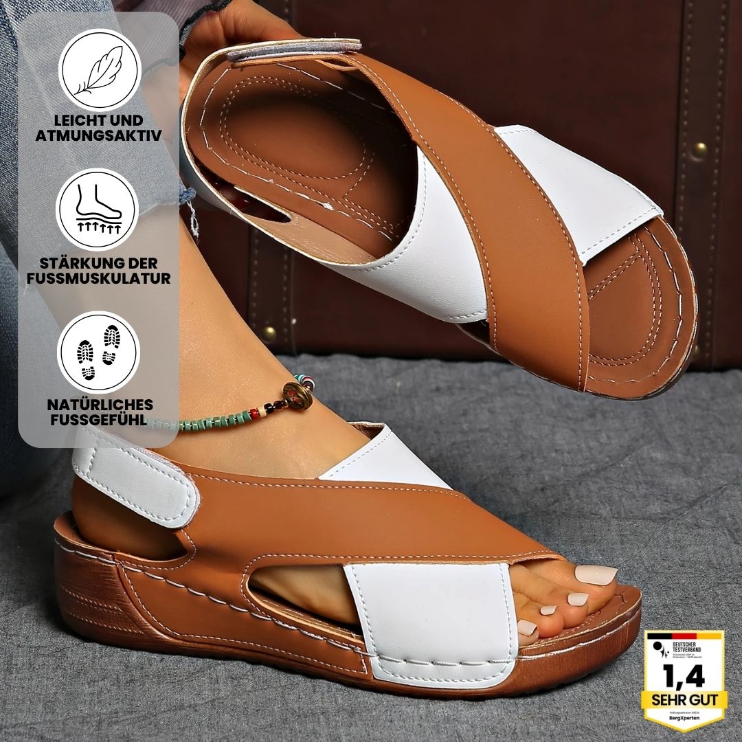 "Ergonomische, rutschfeste Sandalen in Beige für ultimativen Komfort und Schmerzlinderung auf verschiedenen Untergründen."