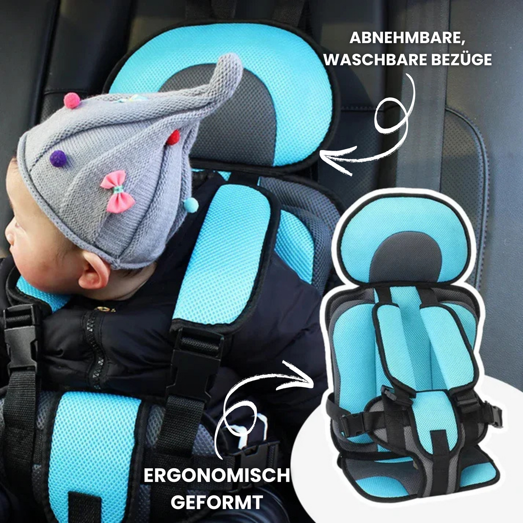 "Ergonomischer SafeRide Kindersitz mit verstärktem Seitenaufprallschutz, verstellbarem Kopf- und Nackenschutz im Auto"