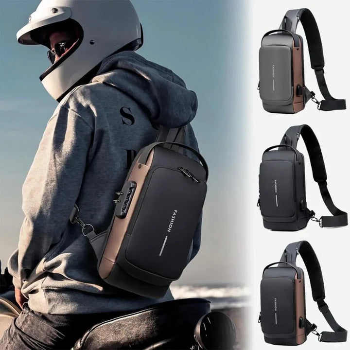 "Ergonomischer USB Rucksack Herren, Anti-Diebstahl, wasserdicht, für Pendeln/Reisen, mit USB-Port, Schwarz"