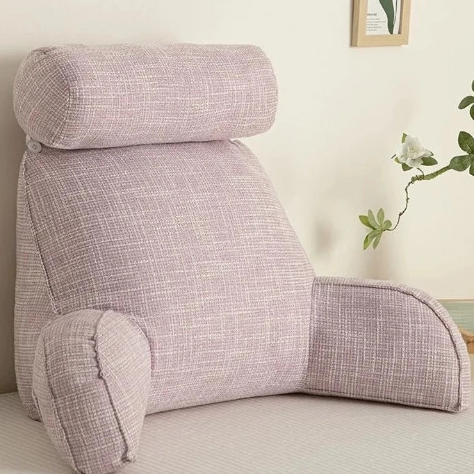 "Ergonomisches Sitzkissen mit verstellbarer Kopfstütze und eleganten Armlehnen für Nacken- und Rückenschmerzlinderung"