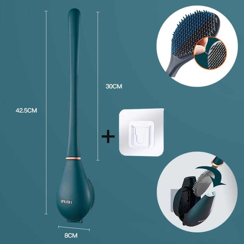 Brosse de toilette en silicone avec support