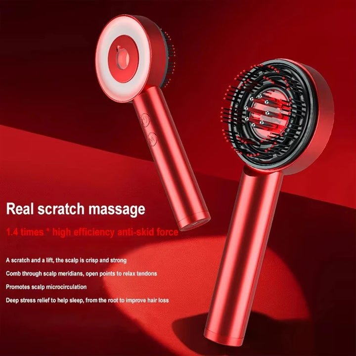 Brosse de massage du cuir chevelu avec luminothérapie LED - relaxation et croissance des cheveux