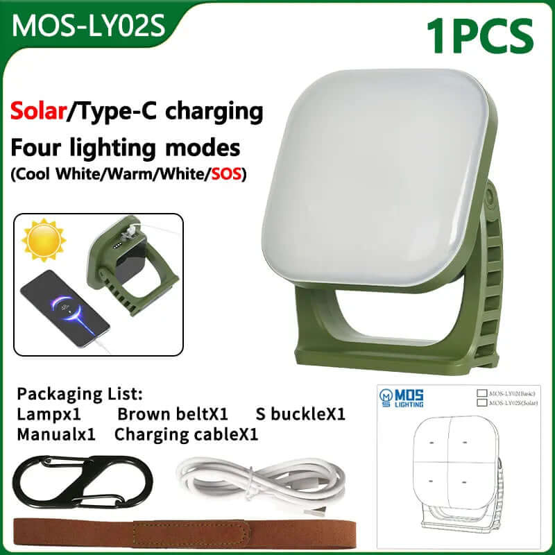 80W LED Solar Campinglampe mit Magnet & Zoom