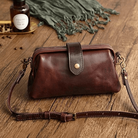 Sac à main rétro en cuir véritable