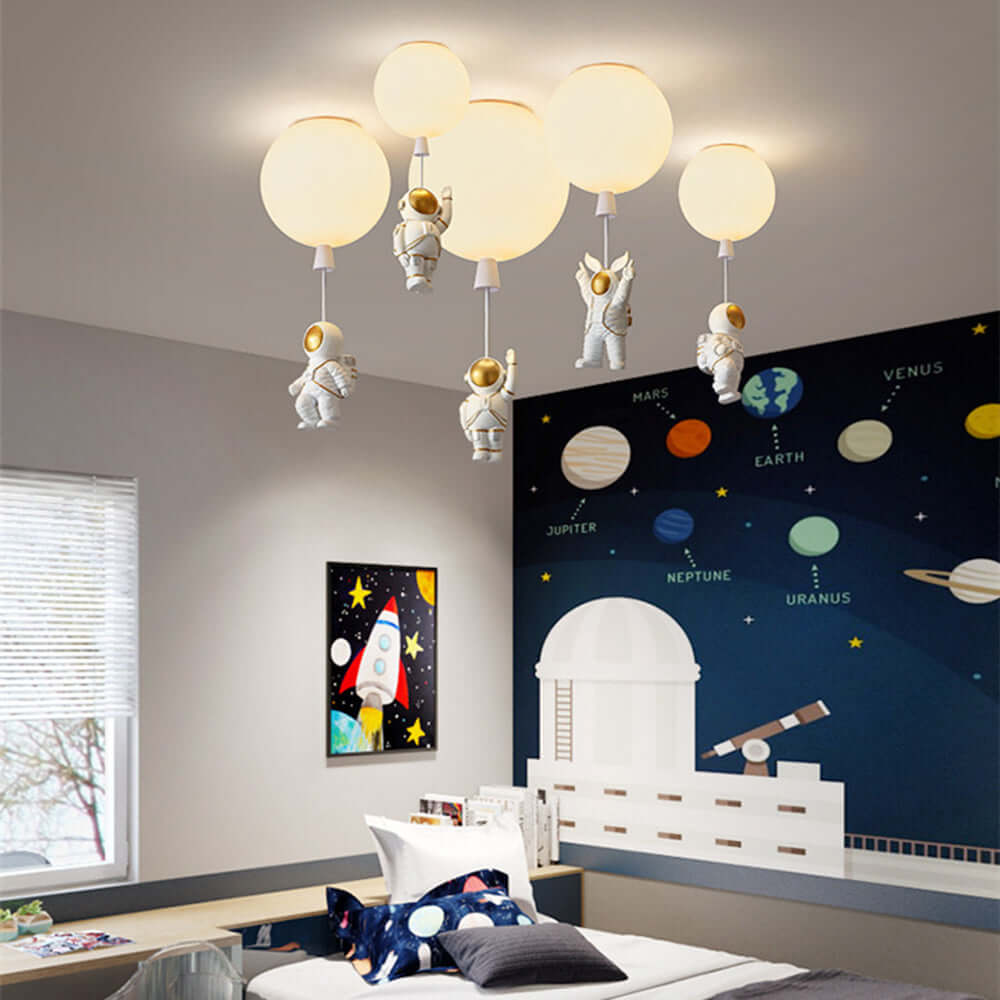 Plafonnier LED moderne « Lune et Astronautes »