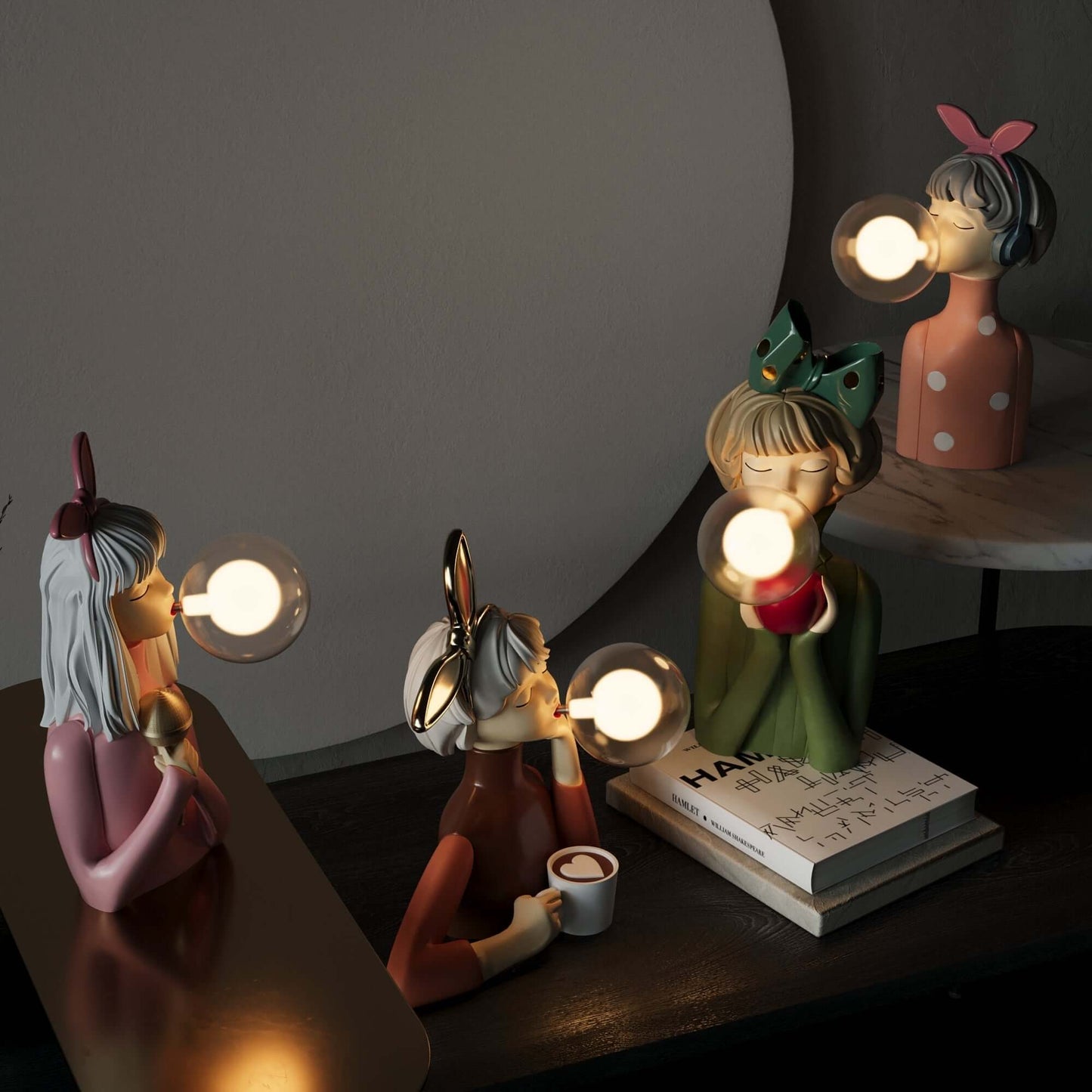 Lampe de table LED décorative en résine